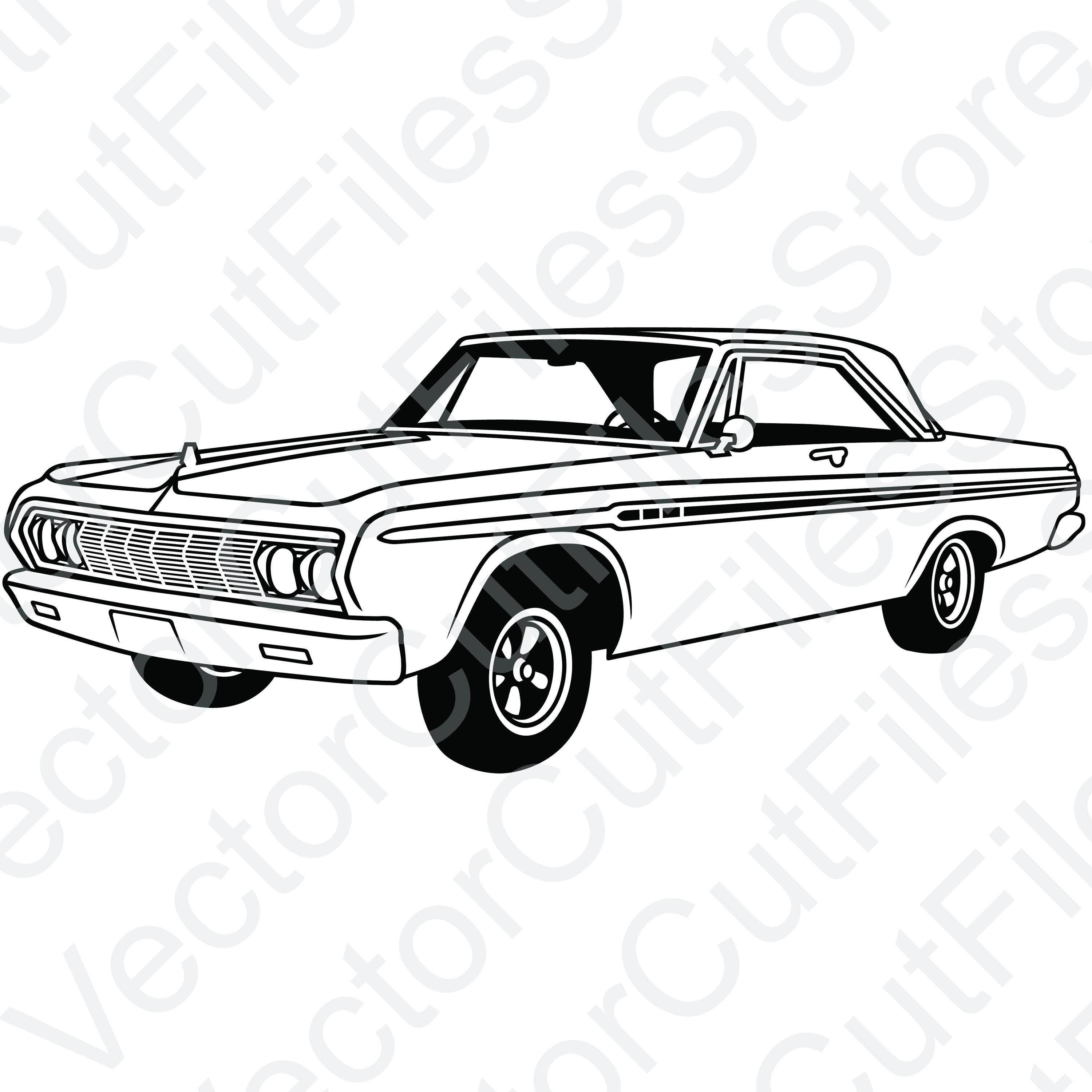 Plymouth Fury 1964 Angled View Vector Cut File - Etsy New Zealand, image size:3000x3000