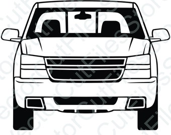 Chevrolet Silverado 2006 Front View Vector Cut File