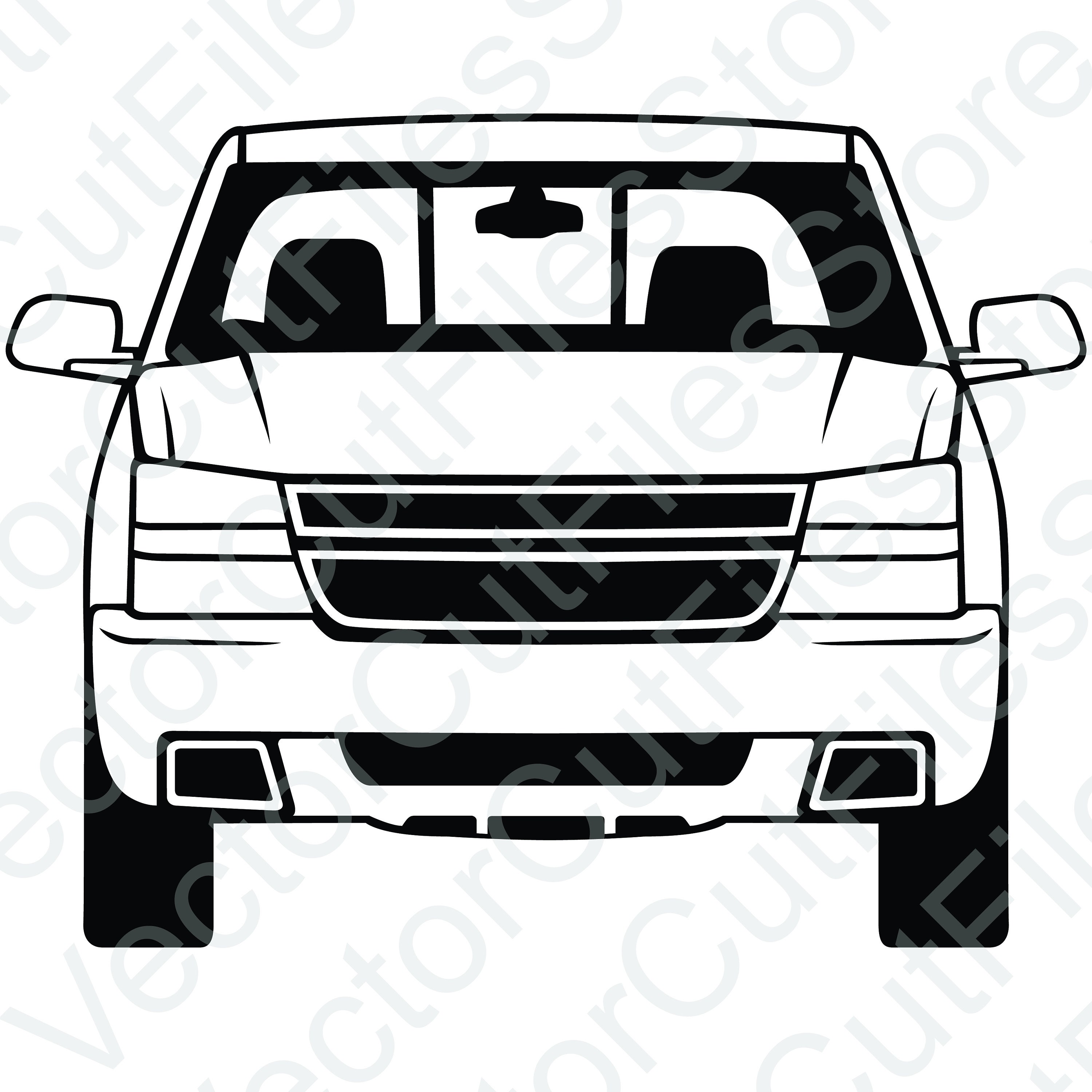 Chevrolet Silverado 2006 Front View Vector Cut File - Etsy, image size:3000x3000