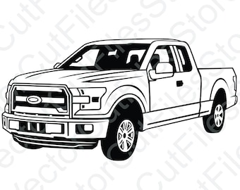 Ford F150 XL 2016 Angled View Vector Cut File