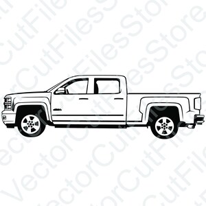 Chevrolet Silverado 2016 Side View Vector Cut File