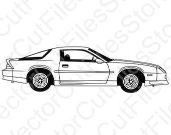 Chevrolet Camaro 1991 RS Side View Vector Cut File