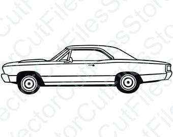 Chevrolet Chevelle 1967 Side View Vector Cut File
