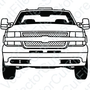 Chevy Silverado 2001 2500HD Front View Vector Cut File