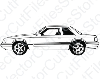 Ford Mustang 1989 Notchback Side View Vector Cut File