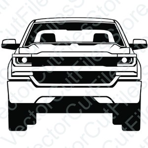 Chevrolet Silverado 2016 Front View Vector Cut File
