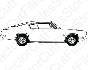 Plymouth Barracuda 1968 Side View Vector Cut File