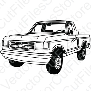 Ford F150 1988 Short bed Angled View Vector Cut File