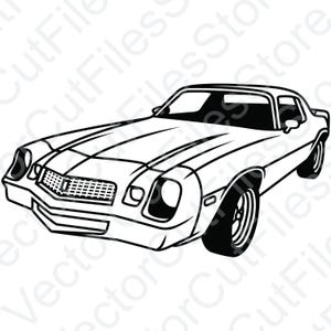 Chevrolet Camaro 1980 Angled View Vector Cut File