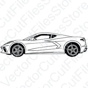 Chevrolet Corvette 2020 Side View Vector Cut File