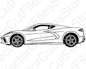 Chevrolet Corvette 2020 Side View Vector Cut File