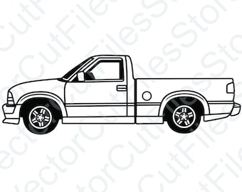 Chevrolet S10 1999 to 2004 Hot Rod Side View Vector Cut File