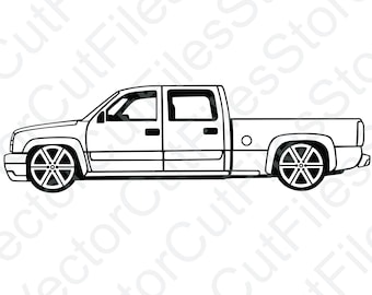 Chevrolet Silverado 2005 Lowered Side View Vector Cut File