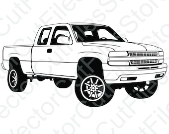 Chevrolet Silverado 2000 lyft vinklad vy vektor klippfil