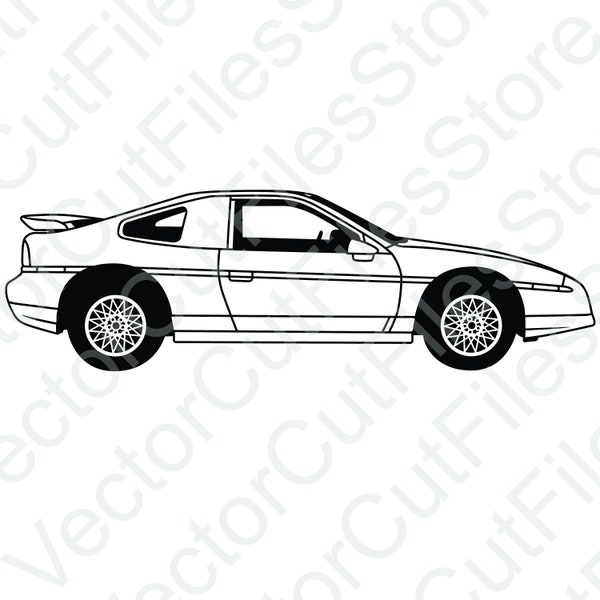 Pontiac Fiero GT 1987 Side View Vector Cut File