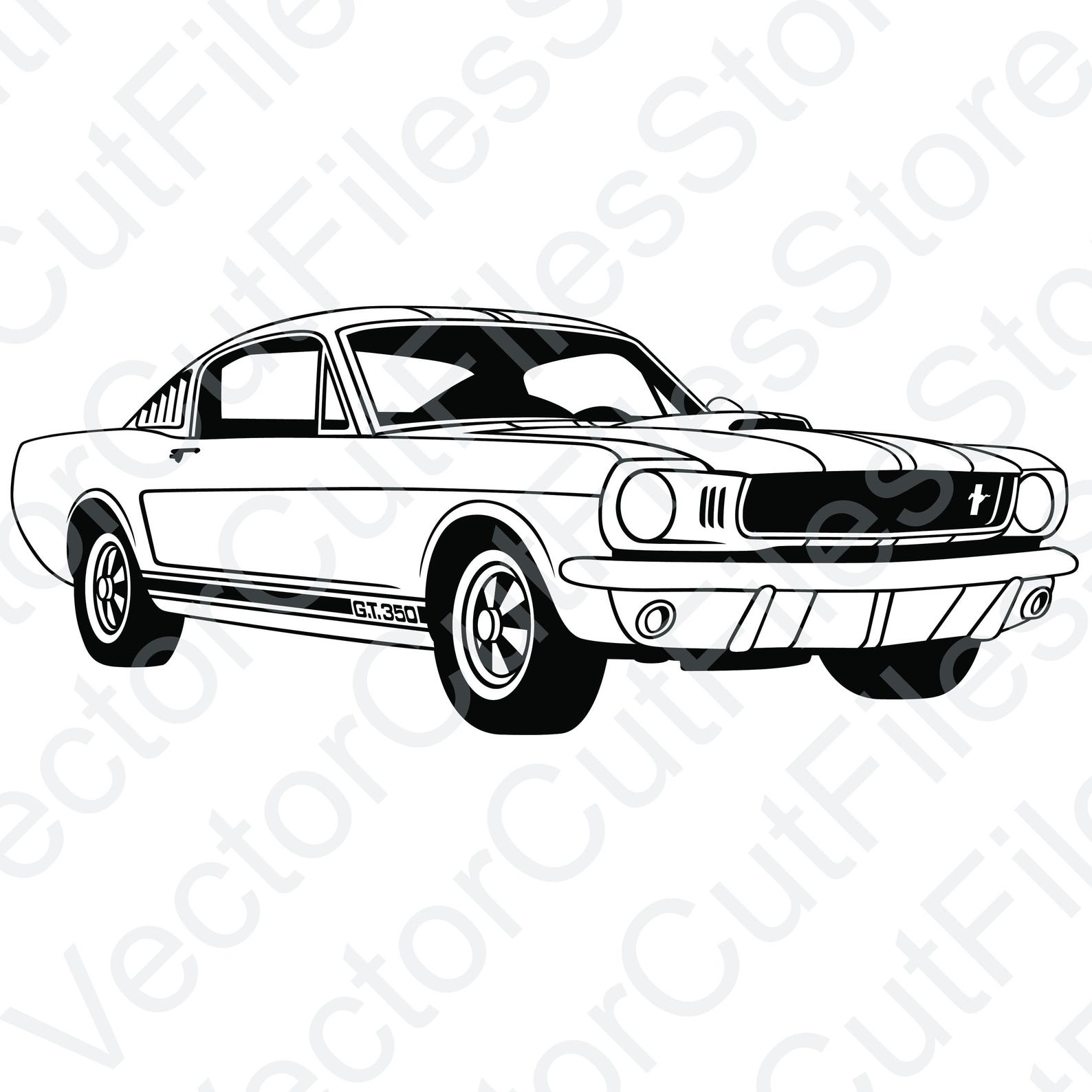 Gt350 Vector Ford Mustang 1965 Shelby GT350 Angled View Vector Cut File - Etsy