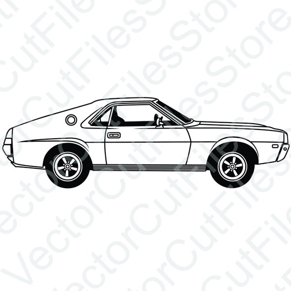 AMC AMX 1968 Side View Vector Cut File