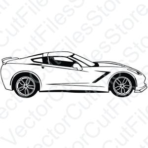 Chevrolet Corvette Stingray 2019 Side View Vector Cut File