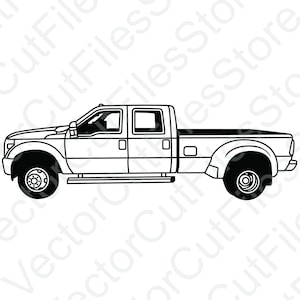 Ford F350 2016 Super Duty King Cab Side View Vector Cut File