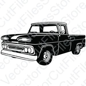 Chevrolet Apache Pickup 1961 Black Vector Cut File