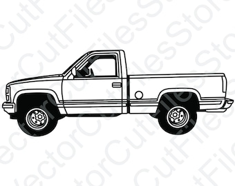 Chevrolet K1500 1992 Vista Lateral Vetor Arquivo de Corte