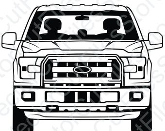 Ford F150 XL 2016 Front View Vector Cut File