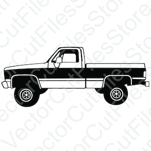 Chevrolet Silverado 1987 Side View Vector Cut File