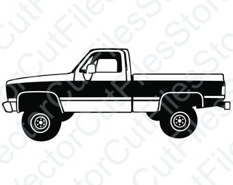Chevrolet Silverado 1987 Side View Vector Cut File