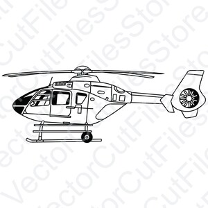 Puede incluir: Un dibujo en blanco y negro de un helicóptero. El helicóptero tiene un rotor principal y un rotor de cola. El helicóptero está en vuelo.