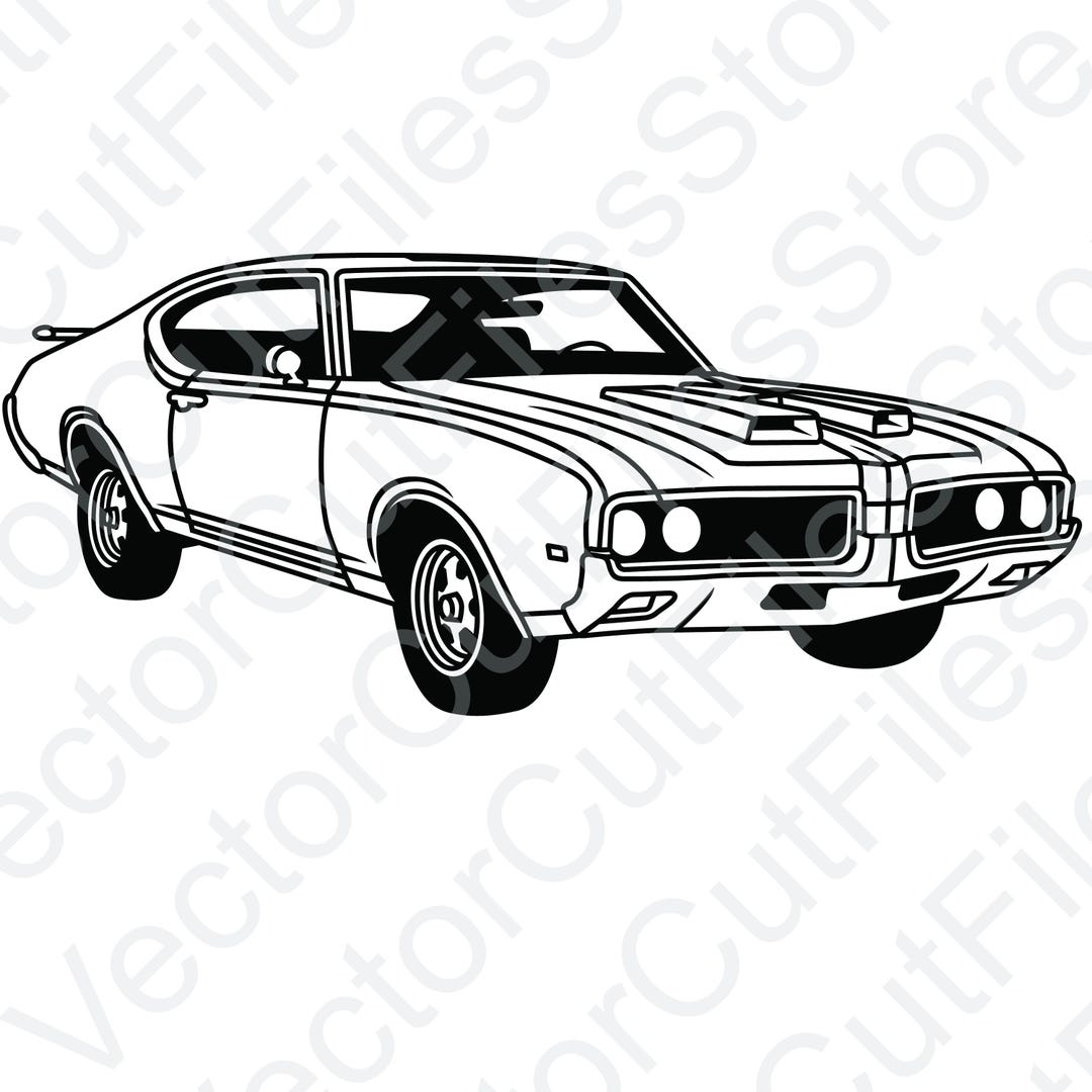 Oldsmobile Hurst Olds 1969 Angled View Vector Cut File - Etsy