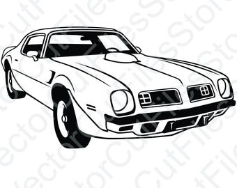 Pontiac Trans Am 1975 Angled View Vector Cut File