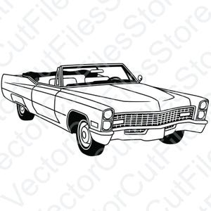 May include: Black and white line drawing of a classic convertible car. The car has a long hood, a large grille, and a rounded body style.