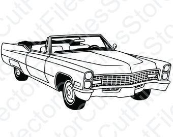 Cadillac Coupe De Ville 1967 Angled View Vector Cut File