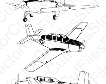 Arquivo de corte vetorial Beechcraft T-34 Mentor