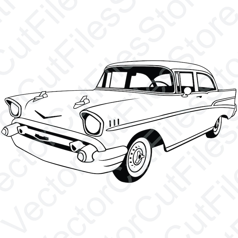 Chevrolet Bel Air 1957 Angled View Vector Cut File - Etsy