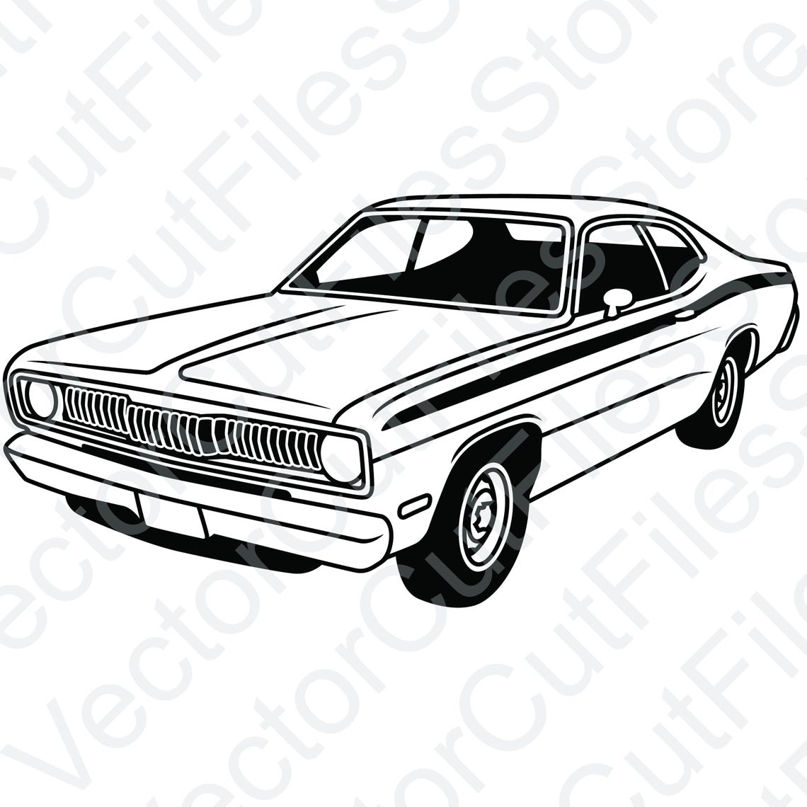 Plymouth Duster 1972 Angled View Vector Cut File - Etsy