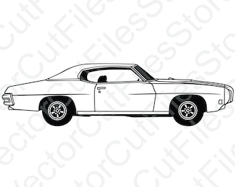 Pontiac GTO 1970 Side View Vector Cut File