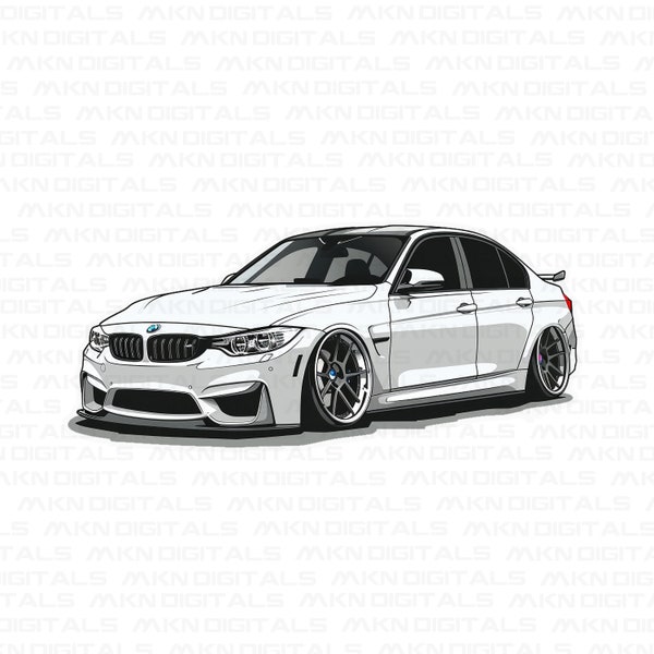 BMW M3 F80 Design, Car Decal & PNG, Bumper Sticker Png, Bumper Sticker Design, T-Shirt PoD Design, Digital Download, Png Svg