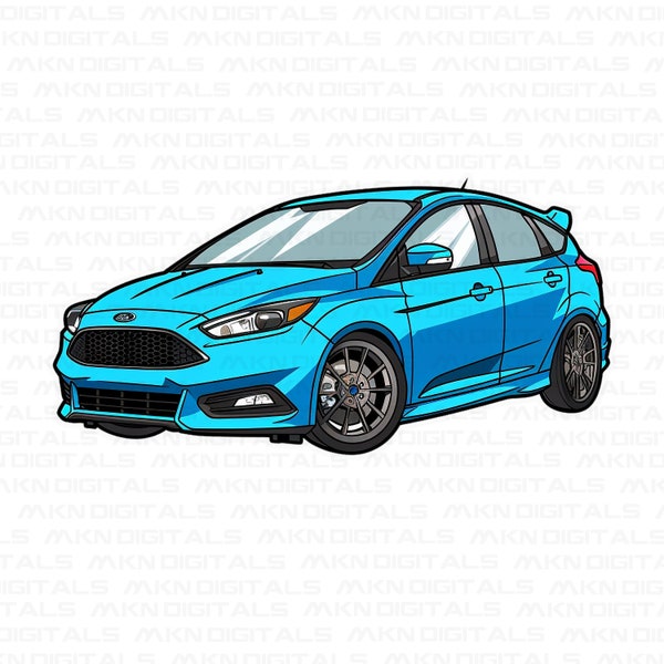 Ford Focus RS Design, Car Decal & PNG, Bumper Sticker Png, Bumper Sticker Design, T-Shirt PoD Design, Digital Download, Png Svg