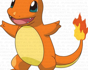 Charmander T-shirt Design, Charmander PNG, Charmander Design, T-Shirt POD Design, Charmander Sublimations, Digital Download, Png Svg Dxf