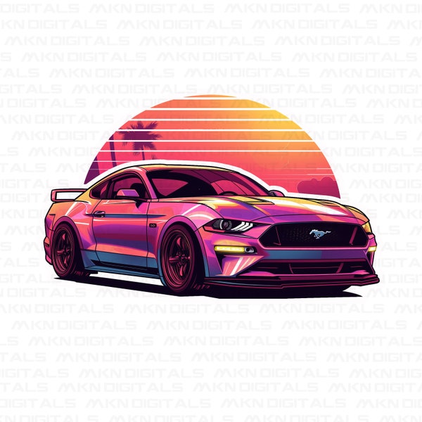 Ford Mustang GT Design, Car Decal & PNG, Bumper Sticker Png, Bumper Sticker Design, T-Shirt PoD Design, Digital Download, Png Svg Dxf