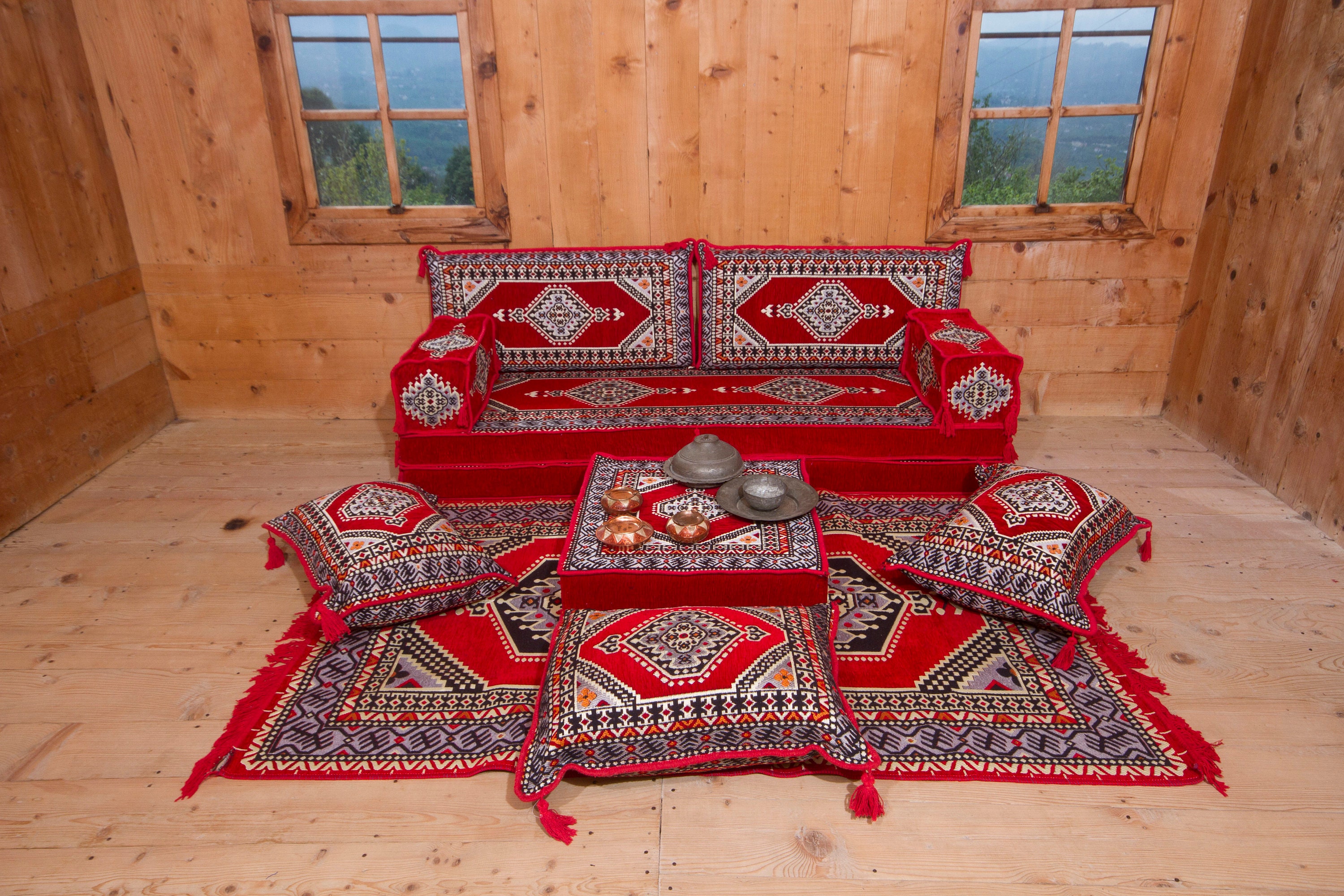Turkish Kilim Rug Sitting Cushion Floor Pillow - 23″ X 23″