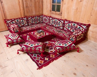 Turkish Sofa, Arabic Sofa, L Shaped Seating Set, Sectional Diwan Set, Livingroom Floor Couch, Minimal Pillow Cover, Balcony Floor Sofas