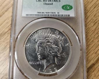 1922 S CAC AU Details Lusterous Silver Peace Dollar Coin - Price is for 1 item.