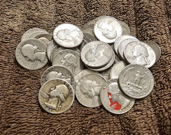 Pre-1965 90% Silver Quarters - Junk Silver - roughly 5.625 grams of silver.