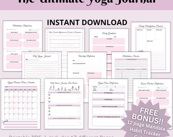 Yoga Practice Journal Complete, Prompts, Goals, Meditation, Reflection, Schedule, Planner, Log, Tracker, Guided, Mindfulness, Inspiration