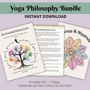 Yoga Philosophy 8 Limb Path Yamas and Niyamas Information Package infographics for Yoga Student and Teacher