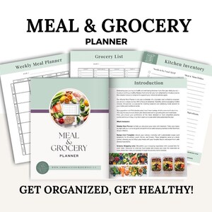 Planificateur de repas et d'épiceries Préparation Nutrition Alimentation saine Perte de poids Liste de courses Cartes de recettes Inventaire de cuisine Économies d'argent Alimentation saine pour la famille
