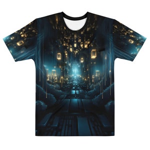 Psychedelic T Shirt | Futuristic EDM Festival Clothing | Dark Forest Trees Nature Rave Tee Shirt | Trippy Clothes for Men or Women