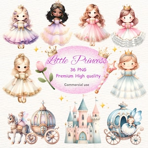 Clip art prinses, prinses, kleine prinses, schattige prinses, charmante prinses, mooie prinses, aquarelprinses, illustratieprinses